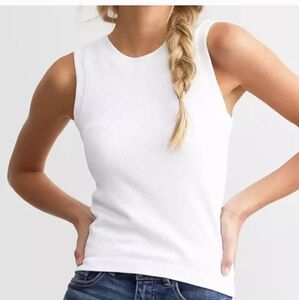 BKE Core (Buckle) White High Neck Ribbed Contour Tank Top Size XS/S